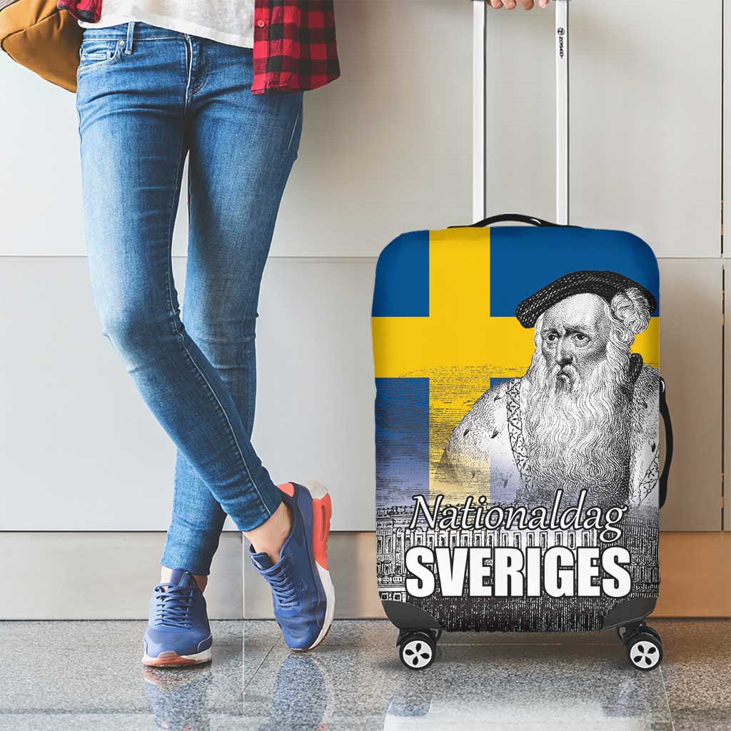 Sweden Sveriges Nationaldag Luggage Cover King Gustav Vasa with Stockholm Slott
