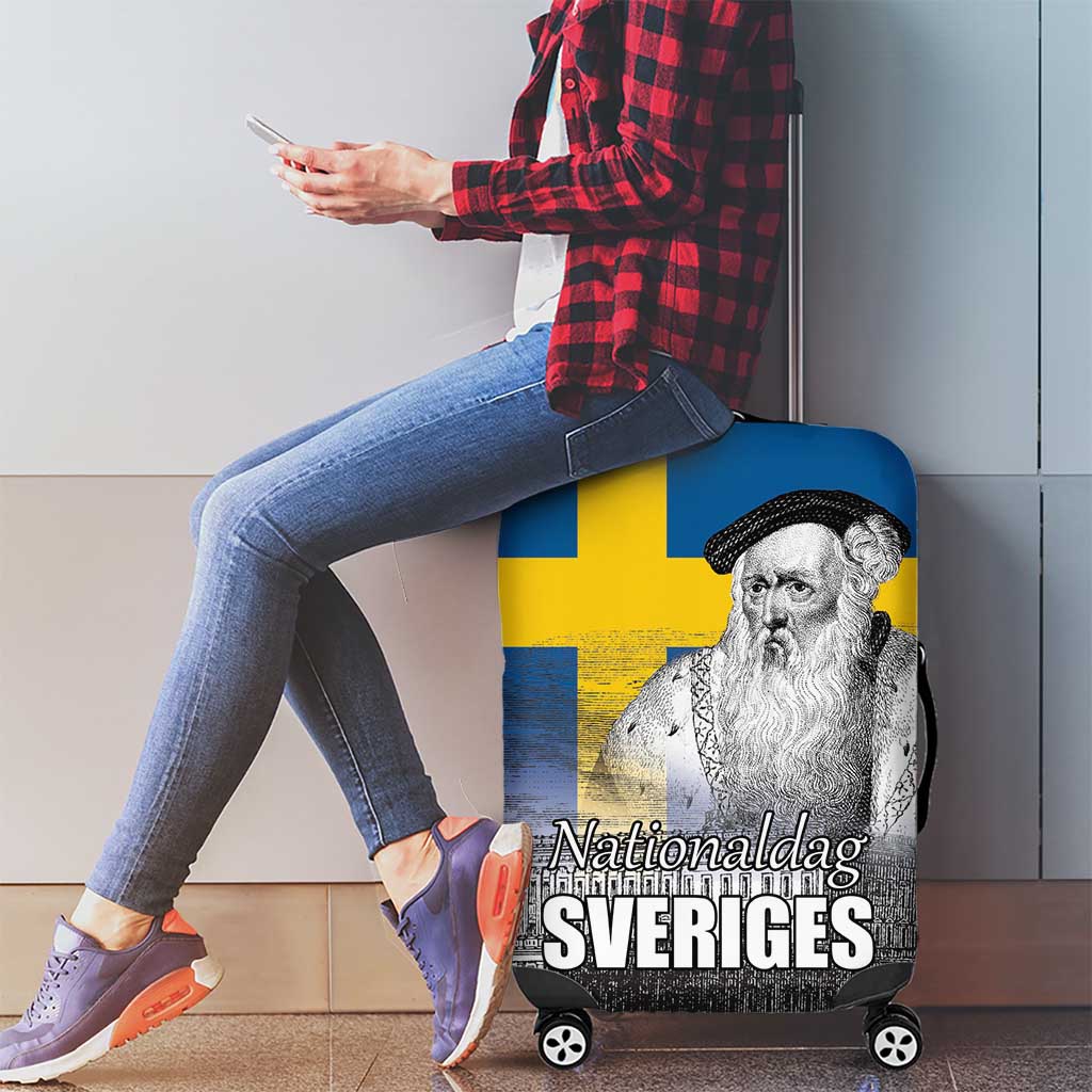 Sweden Sveriges Nationaldag Luggage Cover King Gustav Vasa with Stockholm Slott