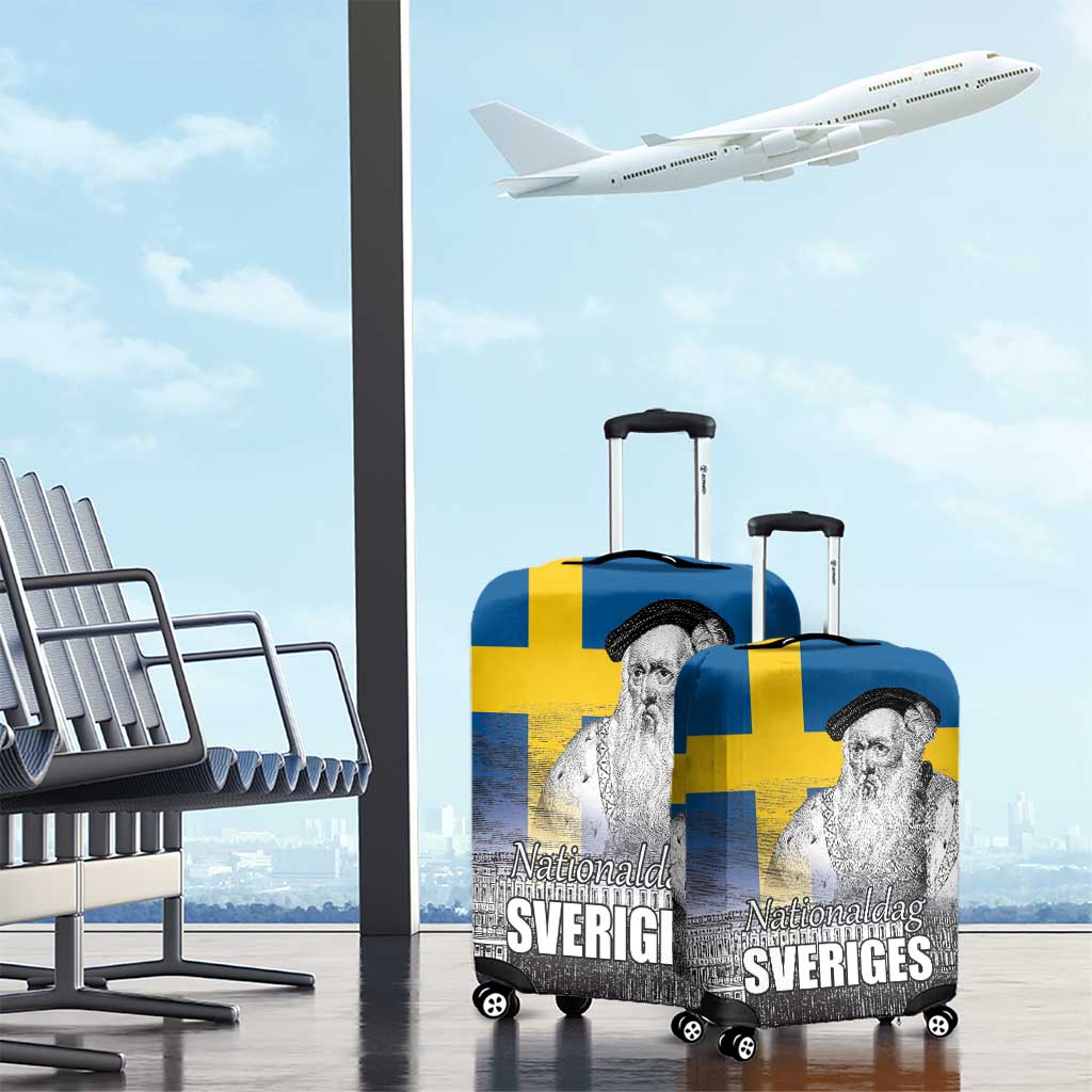 Sweden Sveriges Nationaldag Luggage Cover King Gustav Vasa with Stockholm Slott