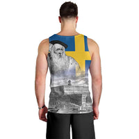 Sweden Sveriges Nationaldag Men Tank Top King Gustav Vasa with Stockholm Slott