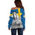 Sweden Sveriges Nationaldag Off Shoulder Sweater King Gustav Vasa with Stockholm Slott