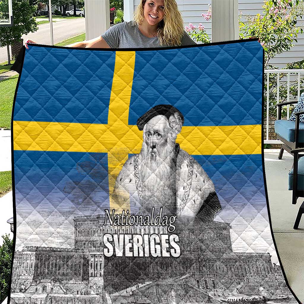 Sweden Sveriges Nationaldag Quilt King Gustav Vasa with Stockholm Slott