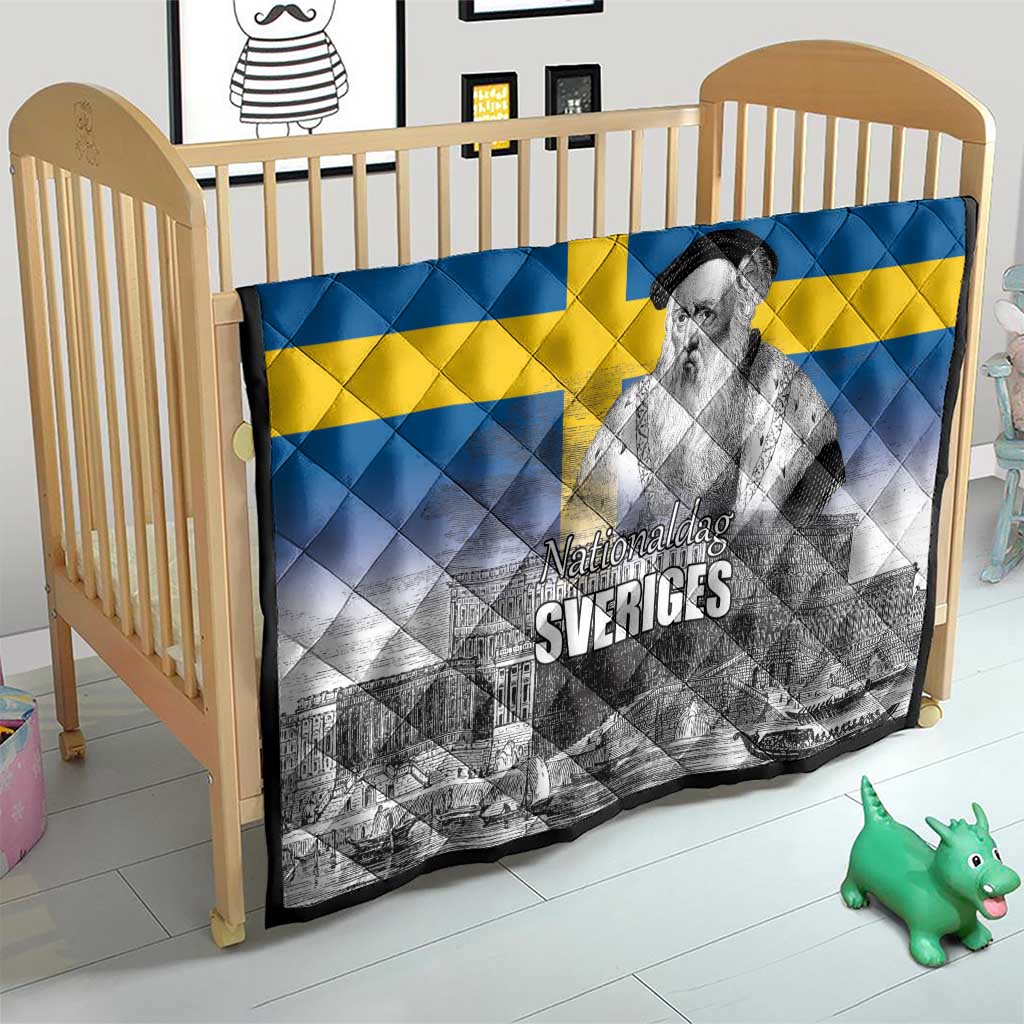 Sweden Sveriges Nationaldag Quilt King Gustav Vasa with Stockholm Slott