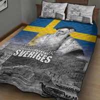 Sweden Sveriges Nationaldag Quilt Bed Set King Gustav Vasa with Stockholm Slott