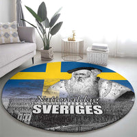 Sweden Sveriges Nationaldag Round Carpet King Gustav Vasa with Stockholm Slott