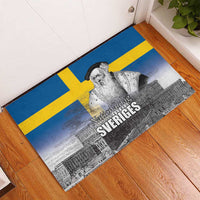 Sweden Sveriges Nationaldag Rubber Doormat King Gustav Vasa with Stockholm Slott