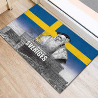 Sweden Sveriges Nationaldag Rubber Doormat King Gustav Vasa with Stockholm Slott