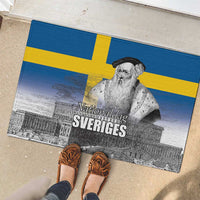 Sweden Sveriges Nationaldag Rubber Doormat King Gustav Vasa with Stockholm Slott
