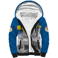 Sweden Sveriges Nationaldag Sherpa Hoodie King Gustav Vasa with Stockholm Slott