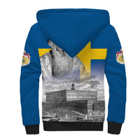 Sweden Sveriges Nationaldag Sherpa Hoodie King Gustav Vasa with Stockholm Slott