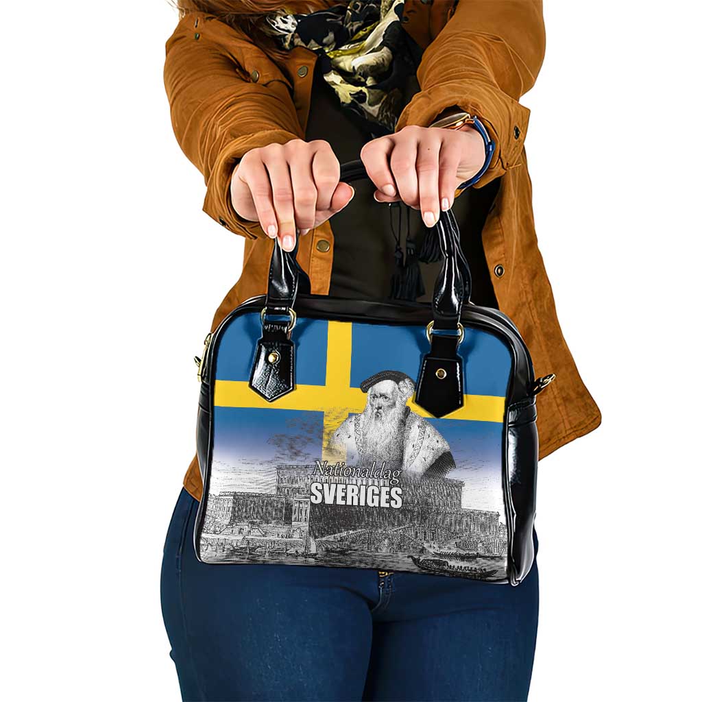 Sweden Sveriges Nationaldag Shoulder Handbag King Gustav Vasa with Stockholm Slott
