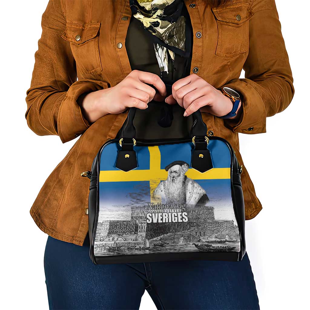 Sweden Sveriges Nationaldag Shoulder Handbag King Gustav Vasa with Stockholm Slott