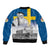 Sweden Sveriges Nationaldag Sleeve Zip Bomber Jacket King Gustav Vasa with Stockholm Slott