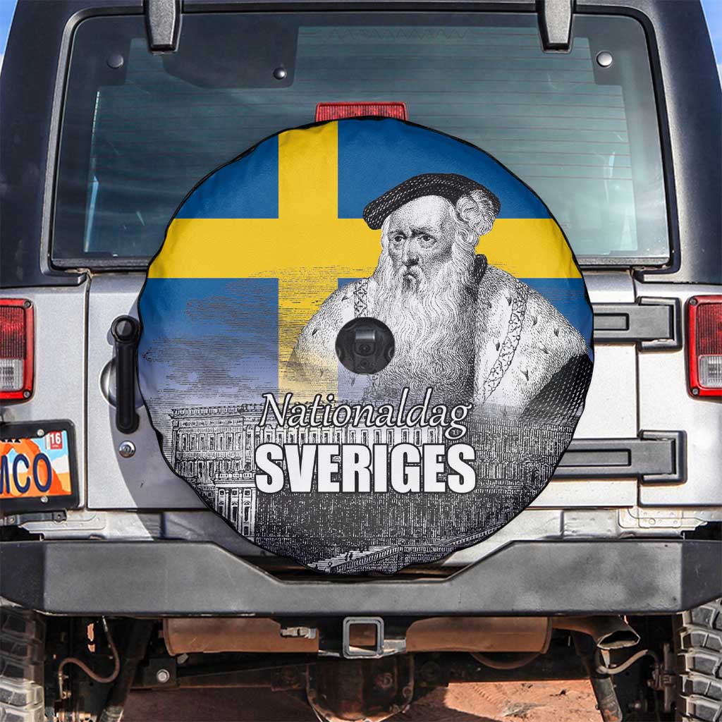 Sweden Sveriges Nationaldag Spare Tire Cover King Gustav Vasa with Stockholm Slott