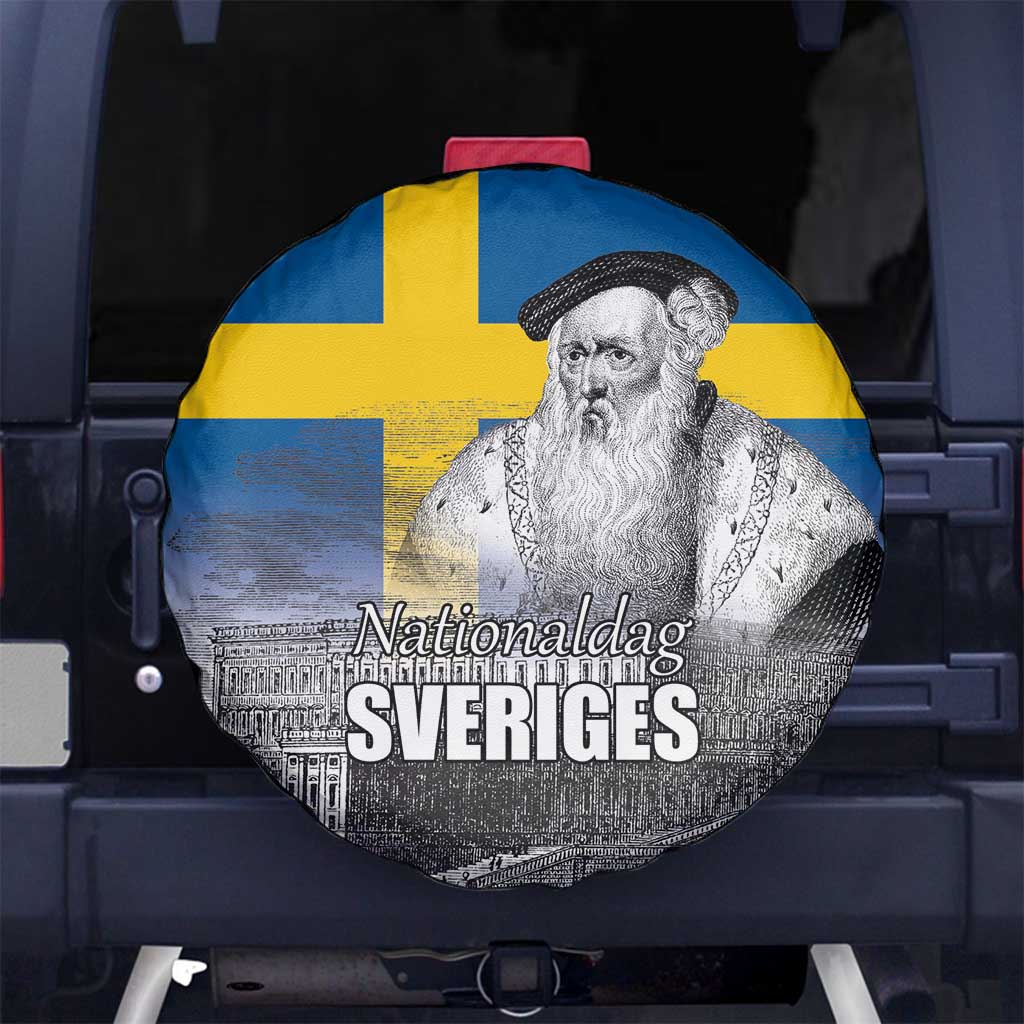 Sweden Sveriges Nationaldag Spare Tire Cover King Gustav Vasa with Stockholm Slott