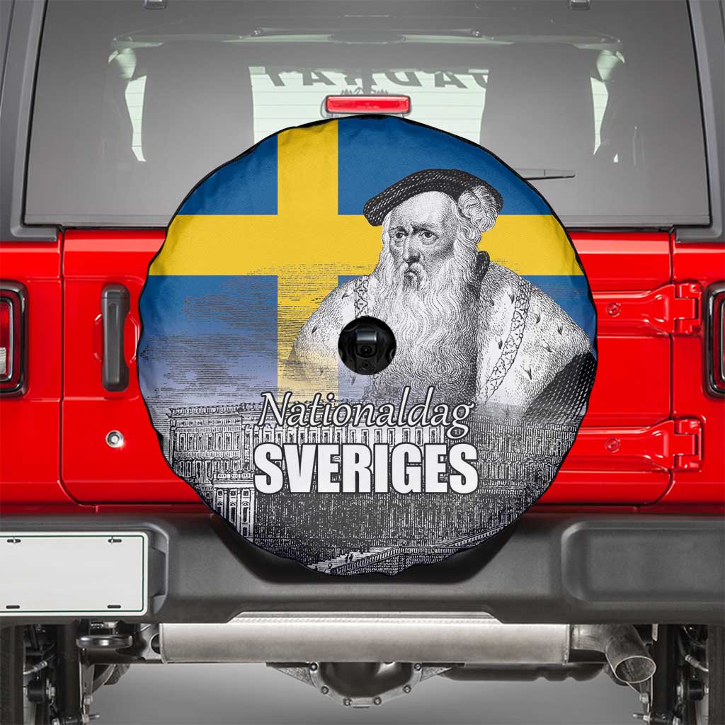 Sweden Sveriges Nationaldag Spare Tire Cover King Gustav Vasa with Stockholm Slott