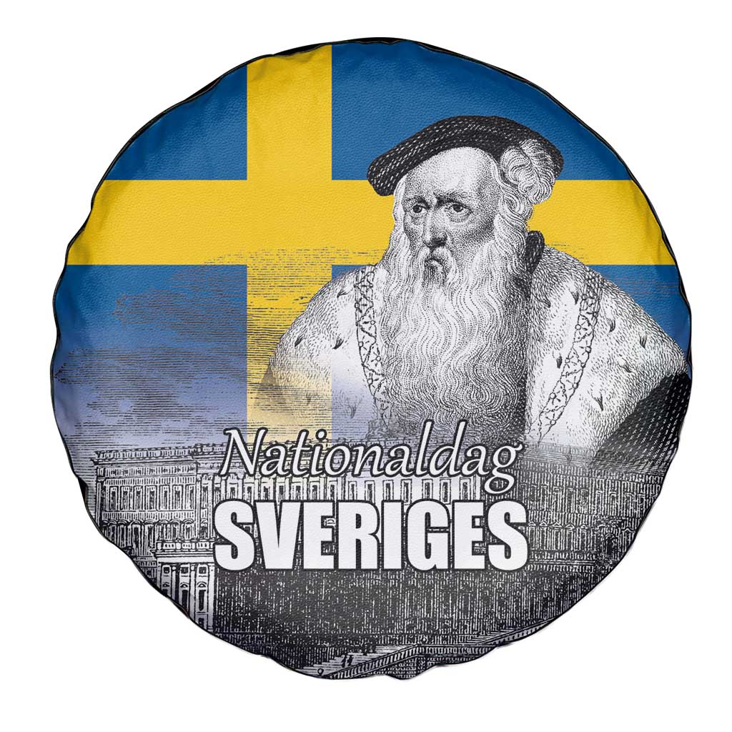 Sweden Sveriges Nationaldag Spare Tire Cover King Gustav Vasa with Stockholm Slott