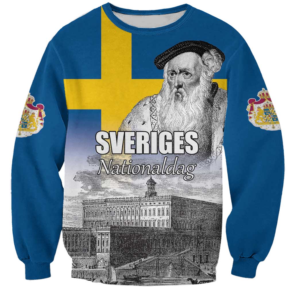 Sweden Sveriges Nationaldag Sweatshirt King Gustav Vasa with Stockholm Slott