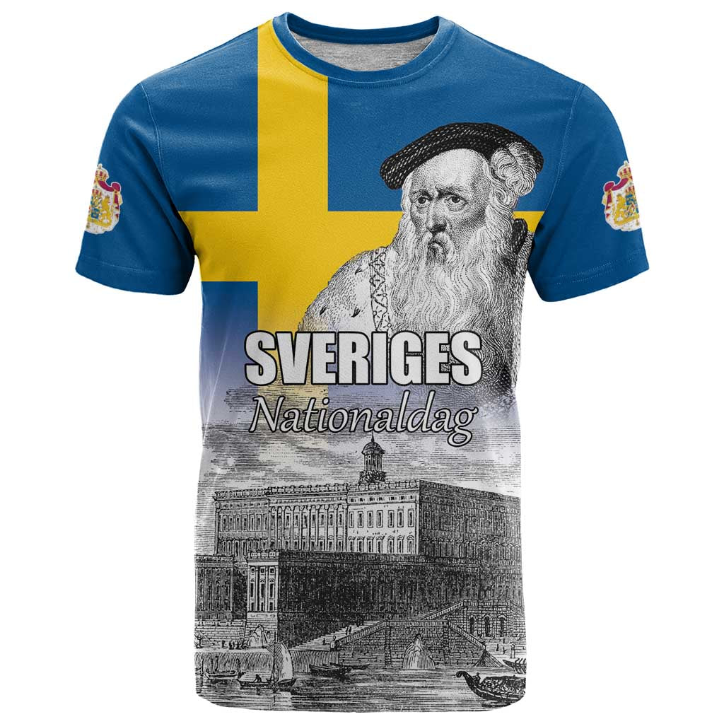Sweden Sveriges Nationaldag T Shirt King Gustav Vasa with Stockholm Slott