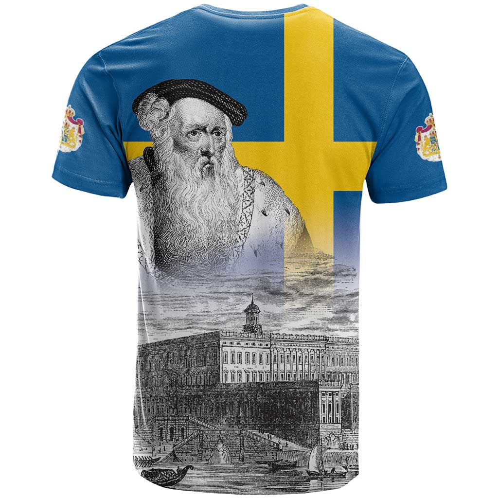 Sweden Sveriges Nationaldag T Shirt King Gustav Vasa with Stockholm Slott