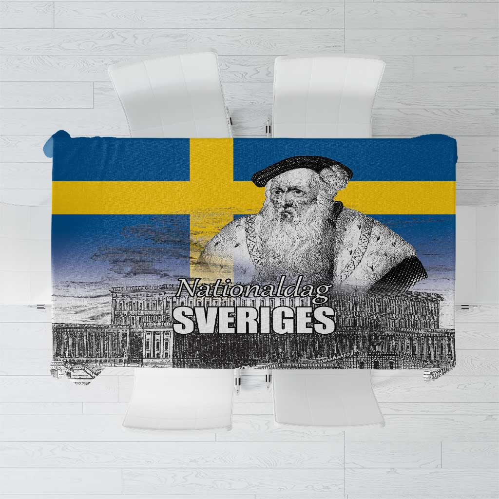 Sweden Sveriges Nationaldag Tablecloth King Gustav Vasa with Stockholm Slott