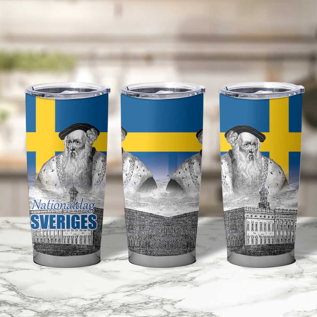 Sweden Sveriges Nationaldag Tumbler Cup King Gustav Vasa with Stockholm Slott