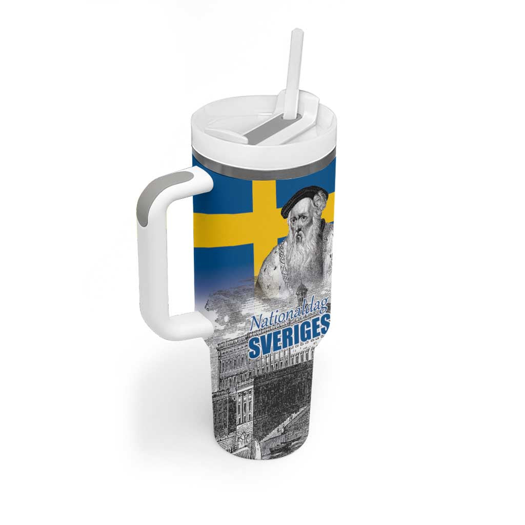 Sweden Sveriges Nationaldag Tumbler With Handle King Gustav Vasa with Stockholm Slott