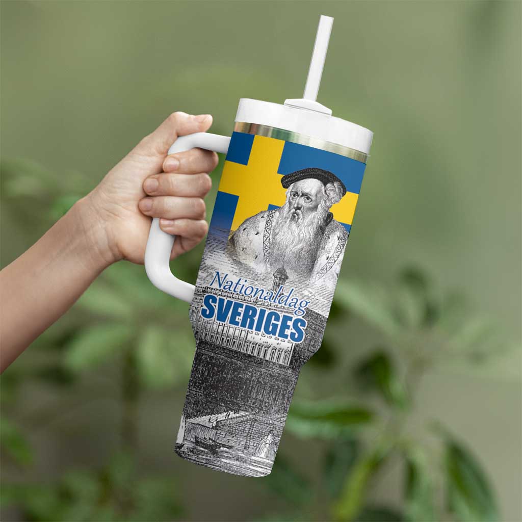 Sweden Sveriges Nationaldag Tumbler With Handle King Gustav Vasa with Stockholm Slott