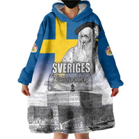 Sweden Sveriges Nationaldag Wearable Blanket Hoodie King Gustav Vasa with Stockholm Slott