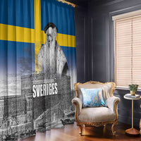 Sweden Sveriges Nationaldag Window Curtain King Gustav Vasa with Stockholm Slott