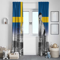 Sweden Sveriges Nationaldag Window Curtain King Gustav Vasa with Stockholm Slott