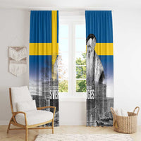 Sweden Sveriges Nationaldag Window Curtain King Gustav Vasa with Stockholm Slott