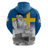Sweden Sveriges Nationaldag Zip Hoodie King Gustav Vasa with Stockholm Slott