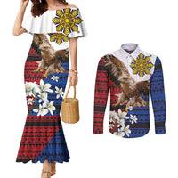 Philippine Eagle Week Couples Matching Mermaid Dress and Long Sleeve Button Shirt Philipino Patern