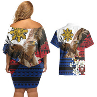 Philippine Eagle Week Couples Matching Off Shoulder Short Dress and Hawaiian Shirt Philipino Patern