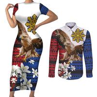 Philippine Eagle Week Couples Matching Short Sleeve Bodycon Dress and Long Sleeve Button Shirt Philipino Patern
