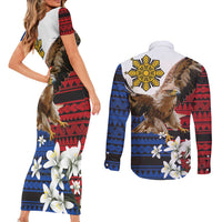 Philippine Eagle Week Couples Matching Short Sleeve Bodycon Dress and Long Sleeve Button Shirt Philipino Patern