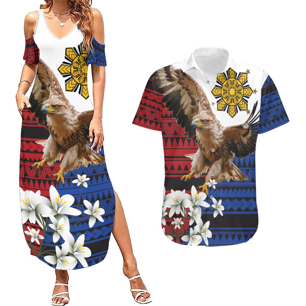 Philippine Eagle Week Couples Matching Summer Maxi Dress and Hawaiian Shirt Philipino Patern