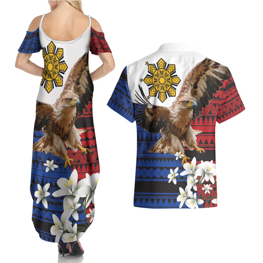 Philippine Eagle Week Couples Matching Summer Maxi Dress and Hawaiian Shirt Philipino Patern