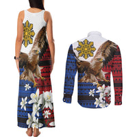 Philippine Eagle Week Couples Matching Tank Maxi Dress and Long Sleeve Button Shirt Philipino Patern