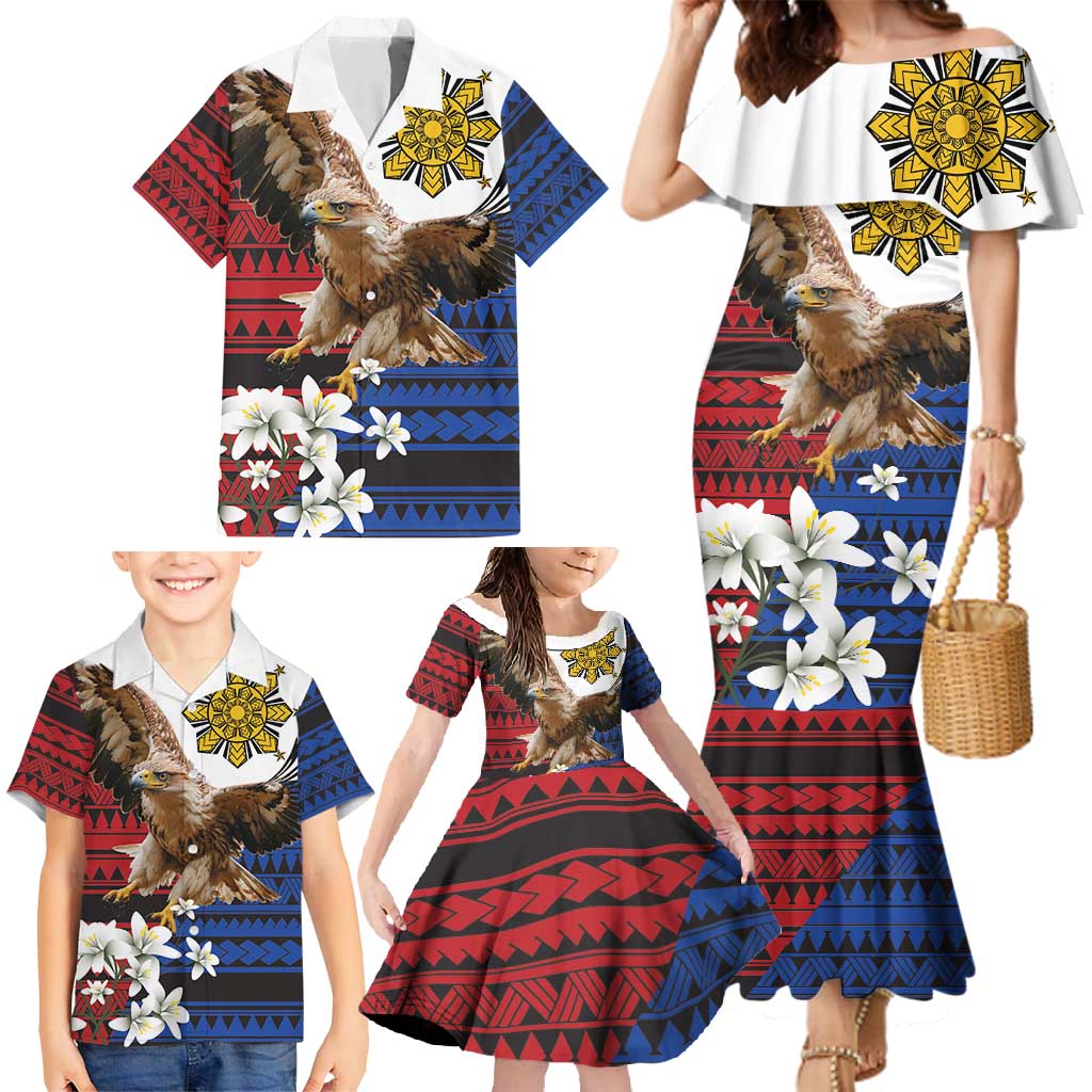Philippine Eagle Week Family Matching Mermaid Dress and Hawaiian Shirt Philipino Patern