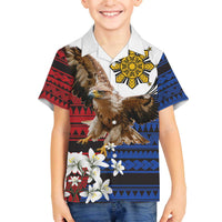 Philippine Eagle Week Family Matching Off The Shoulder Long Sleeve Dress and Hawaiian Shirt Philipino Patern
