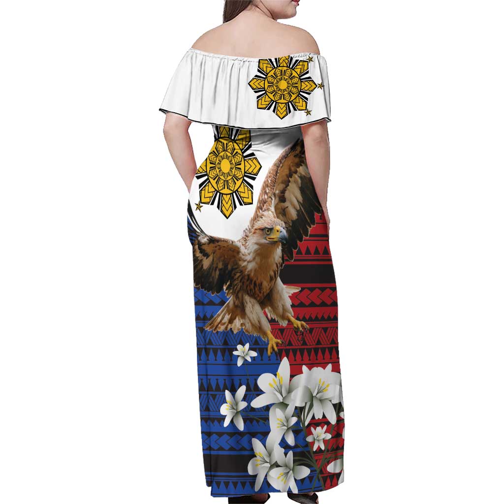 Philippine Eagle Week Family Matching Off Shoulder Maxi Dress and Hawaiian Shirt Philipino Patern