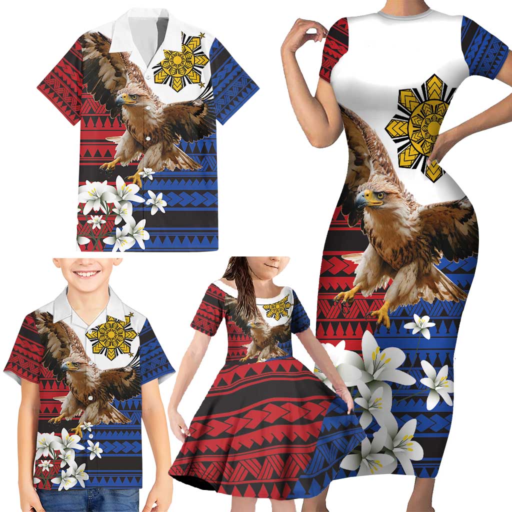 Philippine Eagle Week Family Matching Short Sleeve Bodycon Dress and Hawaiian Shirt Philipino Patern