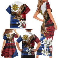 Philippine Eagle Week Family Matching Short Sleeve Bodycon Dress and Hawaiian Shirt Philipino Patern