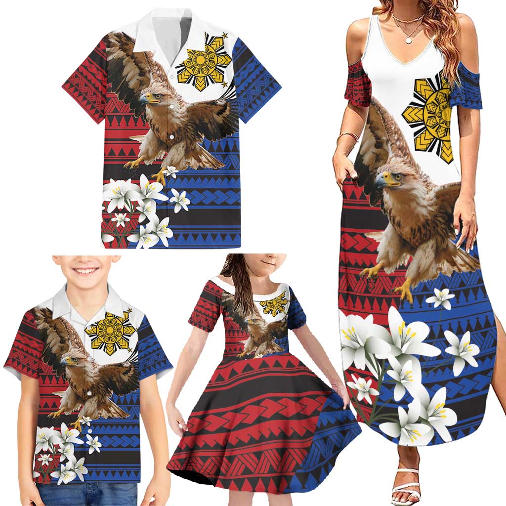 Philippine Eagle Week Family Matching Summer Maxi Dress and Hawaiian Shirt Philipino Patern