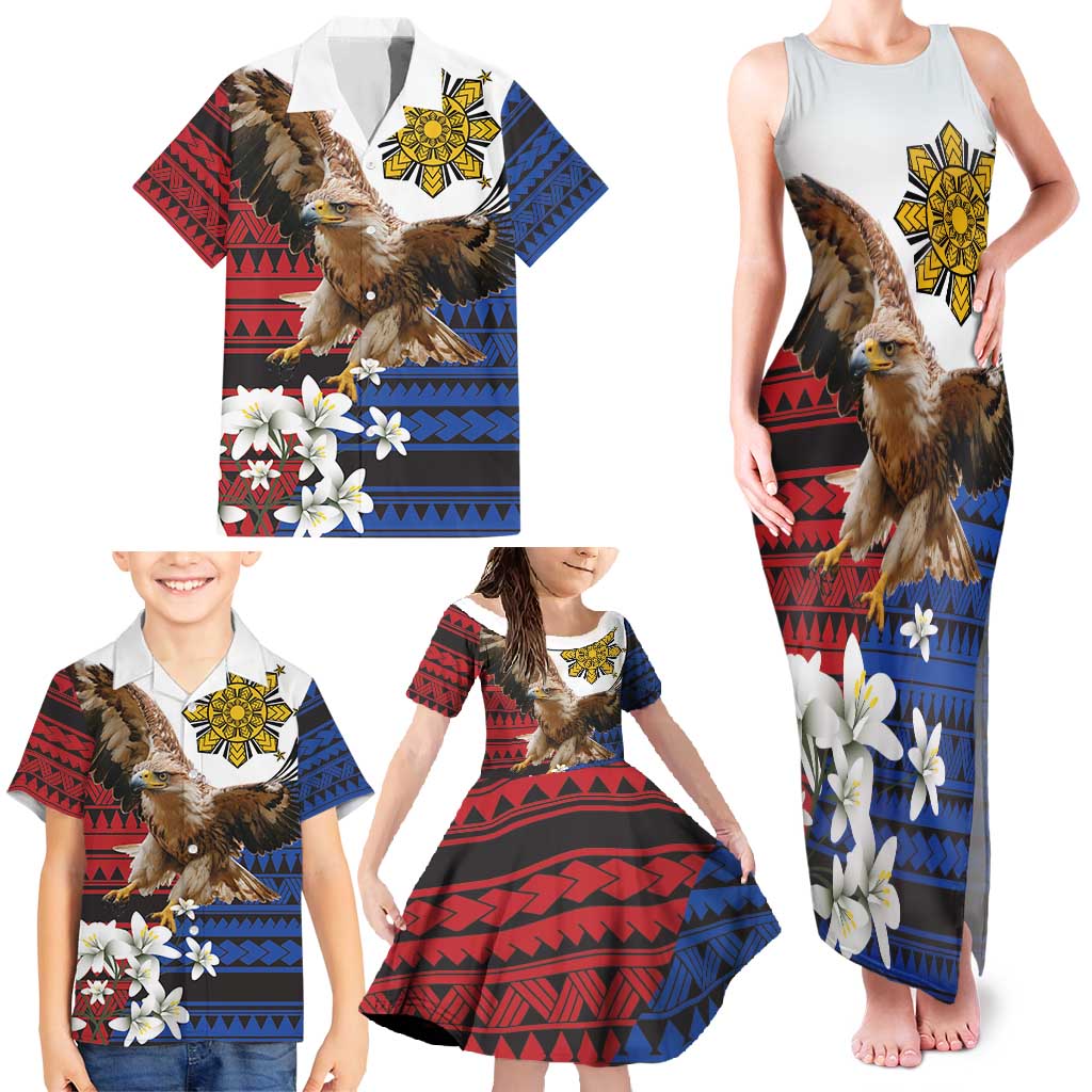 Philippine Eagle Week Family Matching Tank Maxi Dress and Hawaiian Shirt Philipino Patern