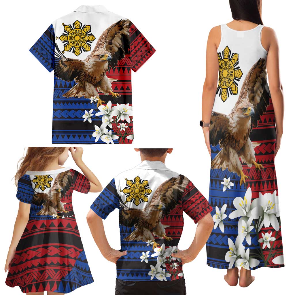 Philippine Eagle Week Family Matching Tank Maxi Dress and Hawaiian Shirt Philipino Patern