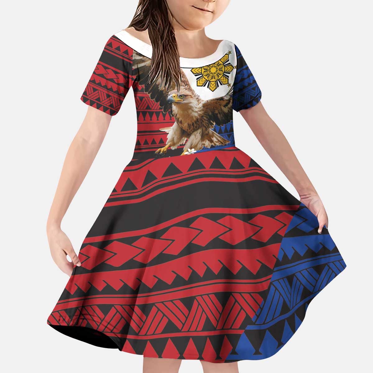 Philippine Eagle Week Kid Short Sleeve Dress Philipino Patern