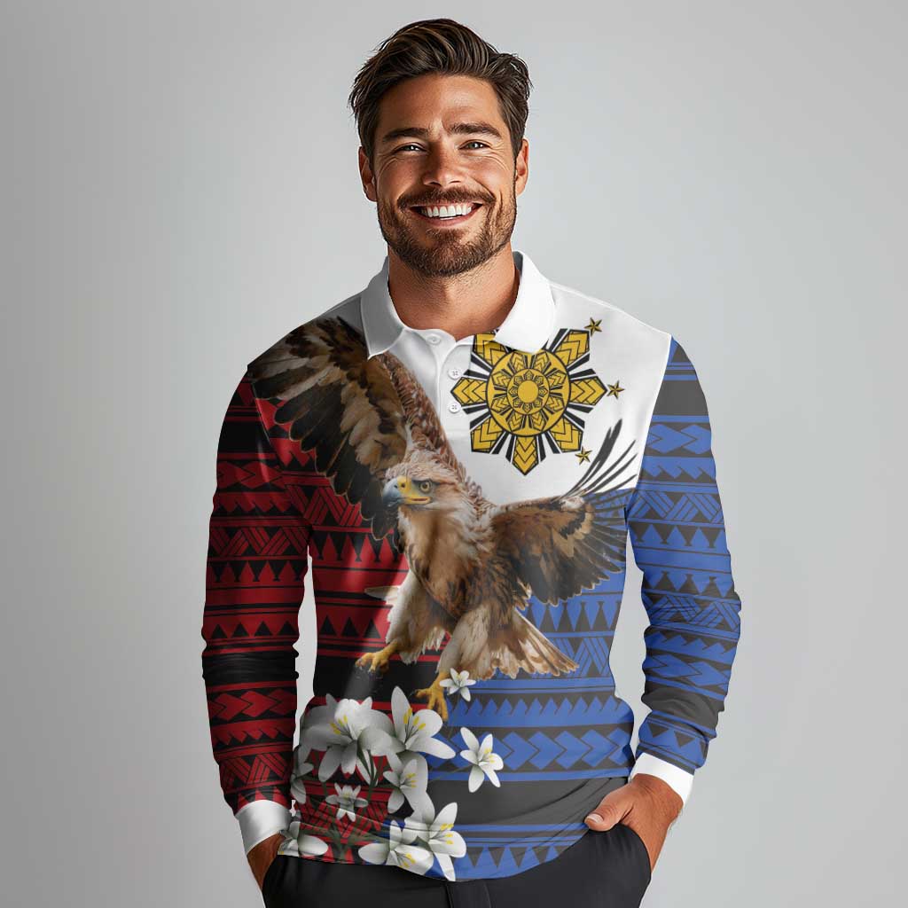 Philippine Eagle Week Long Sleeve Polo Shirt Philipino Patern